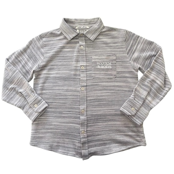 Boys Scotch & Soda Button Down Grey & White Size Medium - Picture 1 of 7